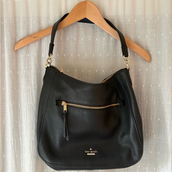 Kate Spade New York Jackson Street Quincy black pebbled leather hobo bag - Picture 2 of 8